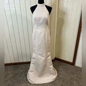 Amsale Austin Dress in Champagne, size 6. NWT. Thread loose (see photos).